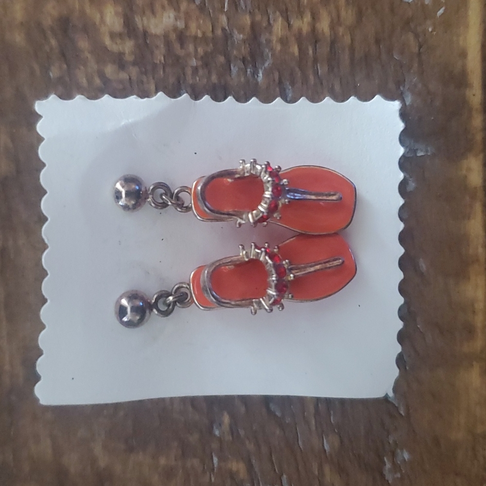 Orange sandal earrings